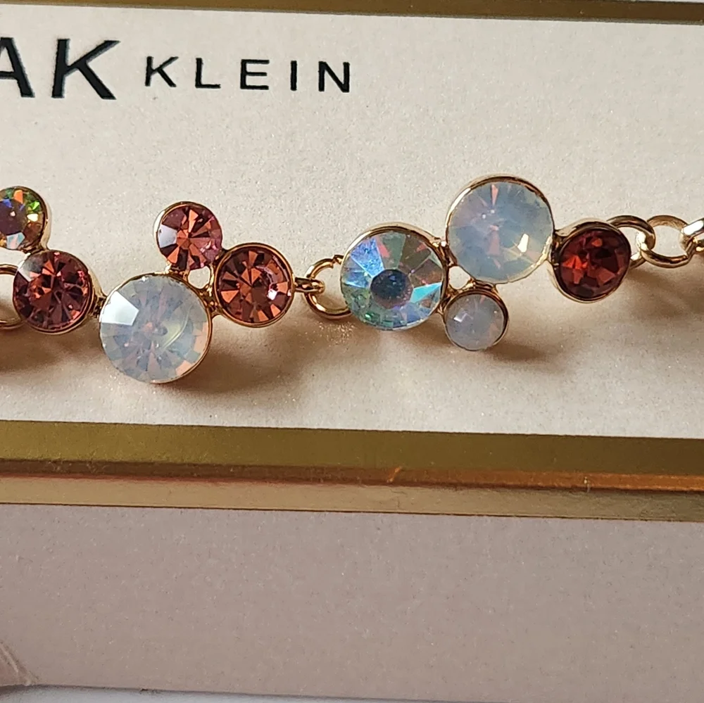 Anne Klein Bracelet Gold Tone Stones New